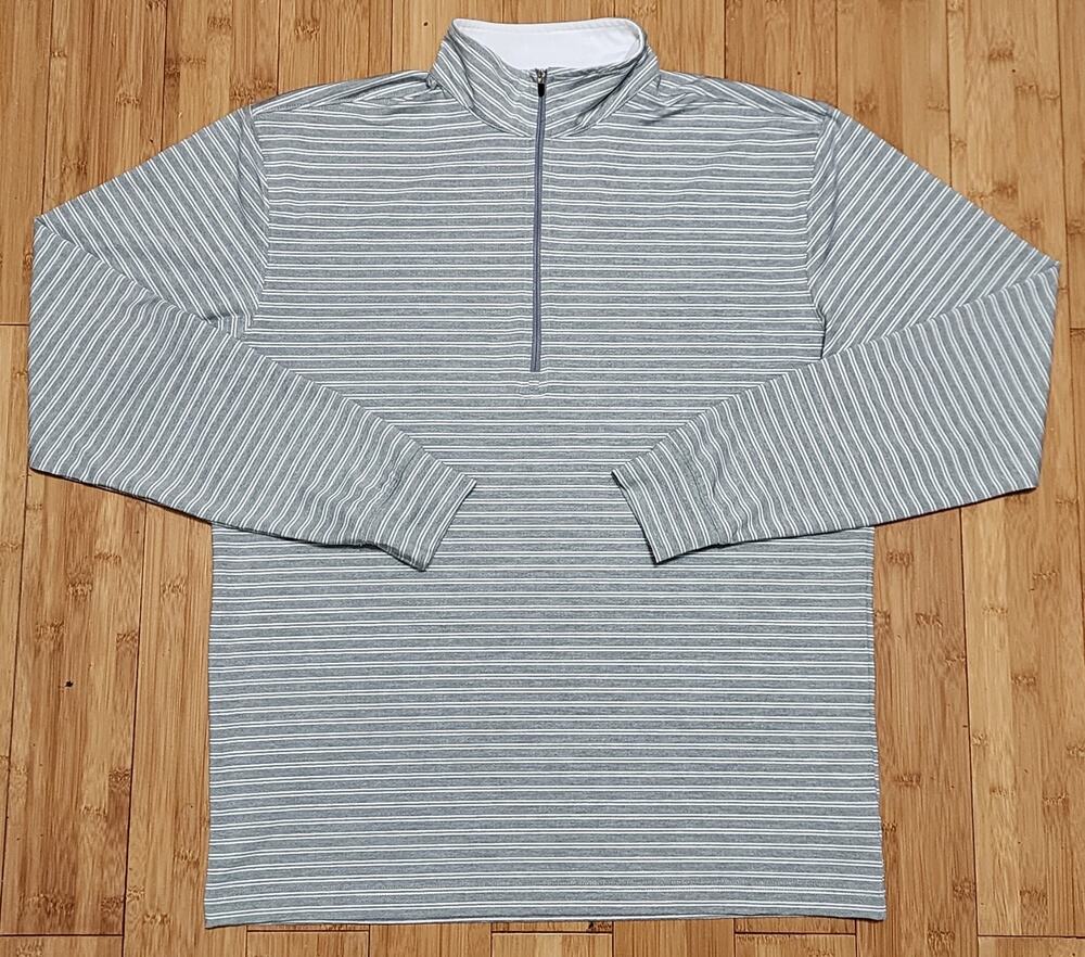 Straight Down 1/4 Zip Golf Pullover Collared Long Sleeve Men's Medium Logo Gray